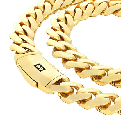 10K Yellow Gold Miami Cuban Royal Monaco Chain 6mm Necklace Bracelet 6"-30"