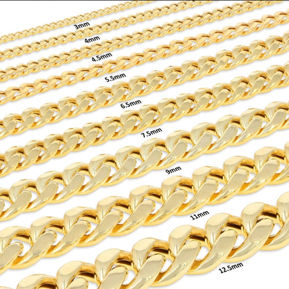 10K Yellow Gold Miami Cuban Royal Monaco Chain 11mm Necklace Bracelet 6"-30"