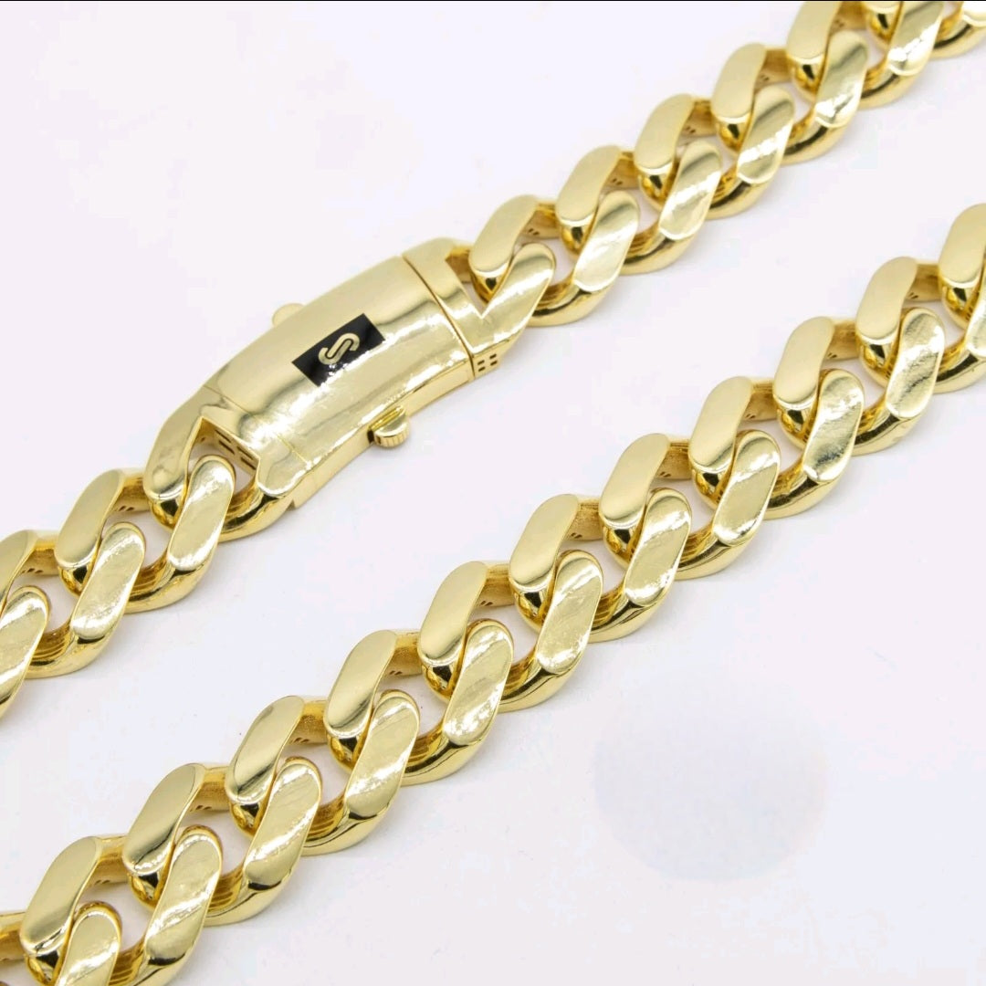 10K Yellow Gold Miami Cuban Royal Monaco Chain 6mm Necklace Bracelet 6"-30"